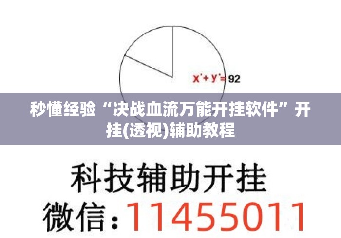 秒懂经验“决战血流万能开挂软件”开挂(透视)辅助教程