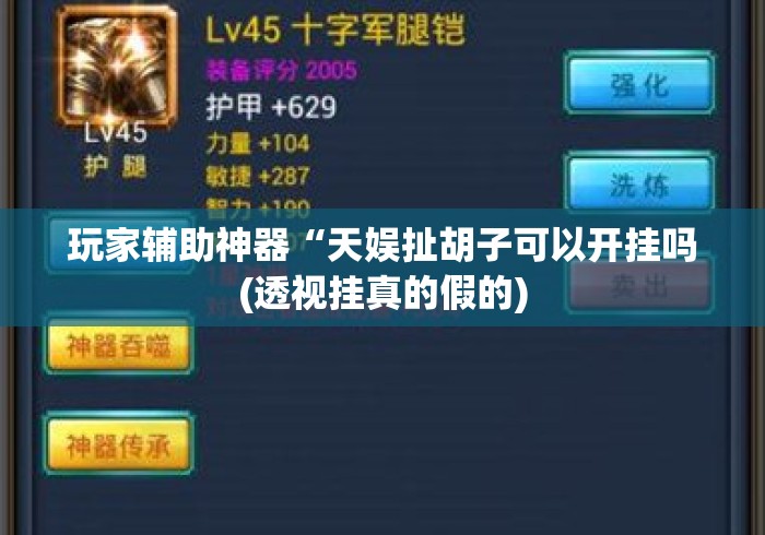 玩家辅助神器“天娱扯胡子可以开挂吗(透视挂真的假的) 玩家辅助神器“天娱扯胡子可以开挂吗(透视挂真的假的)
