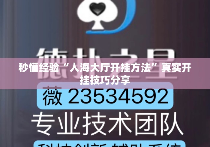 秒懂经验“人海大厅开挂方法	”真实开挂技巧分享