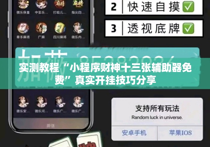 实测教程“小程序财神十三张辅助器免费	”真实开挂技巧分享