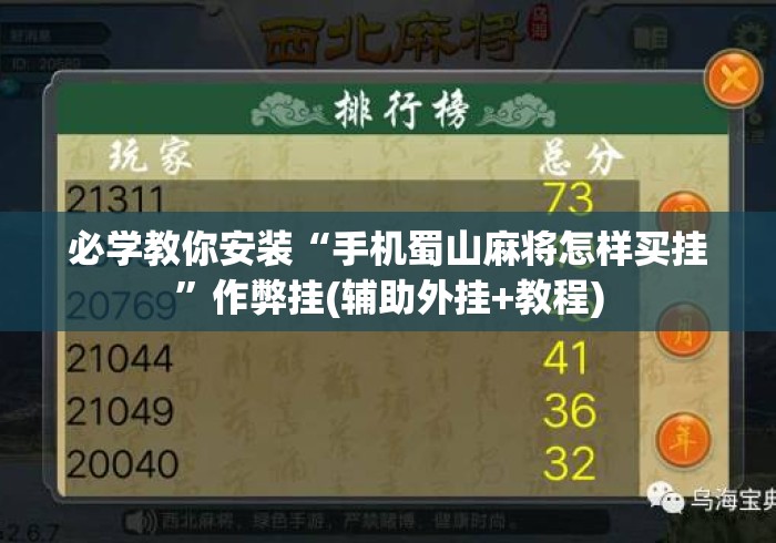 必学教你安装“手机蜀山麻将怎样买挂”作弊挂(辅助外挂+教程)