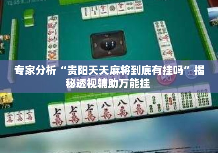 专家分析“贵阳天天麻将到底有挂吗”揭秘透视辅助万能挂 