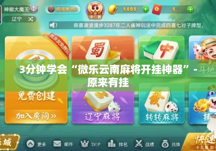 3分钟学会“微乐云南麻将开挂神器”-原来有挂