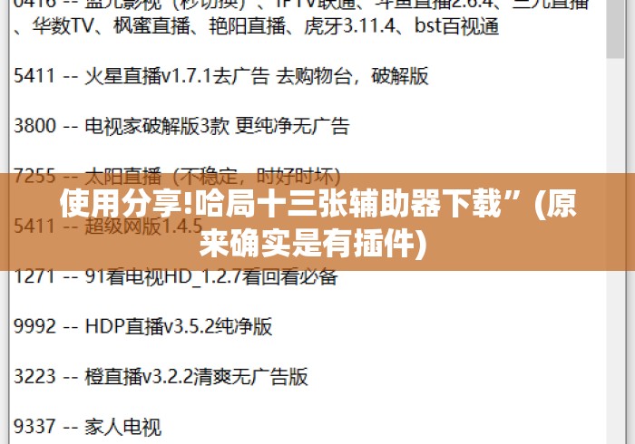 使用分享!哈局十三张辅助器下载	”(原来确实是有插件) 
