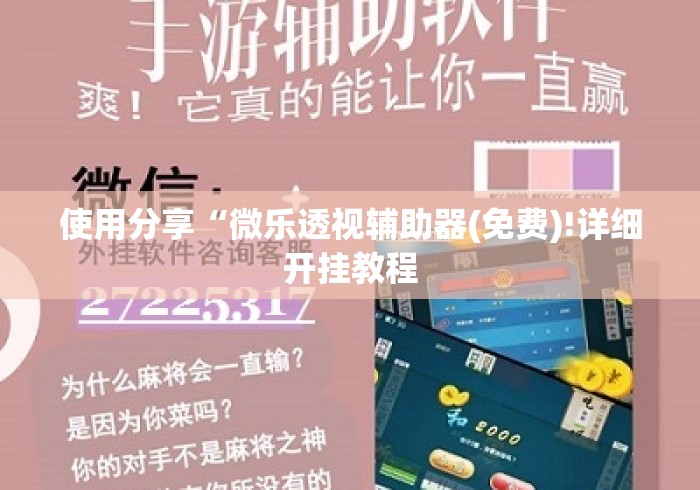 使用分享“微乐透视辅助器(免费)!详细开挂教程 使用分享“微乐透视辅助器(免费)!详细开挂教程