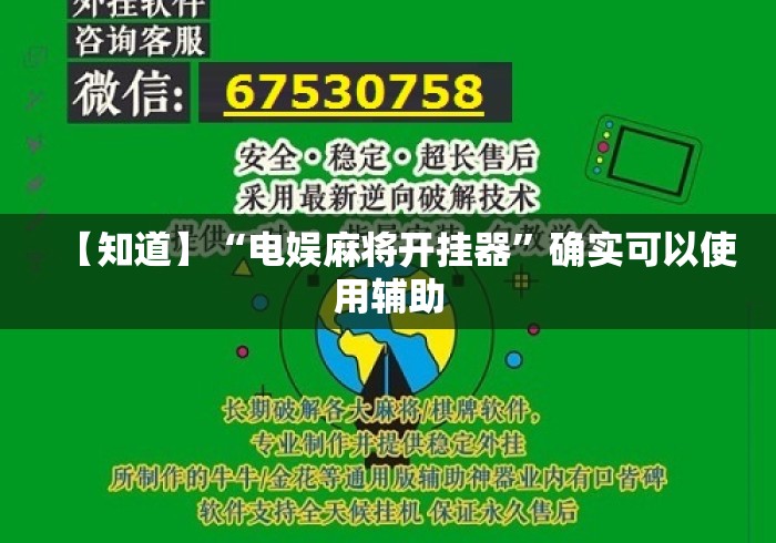 【知道】“电娱麻将开挂器	”确实可以使用辅助