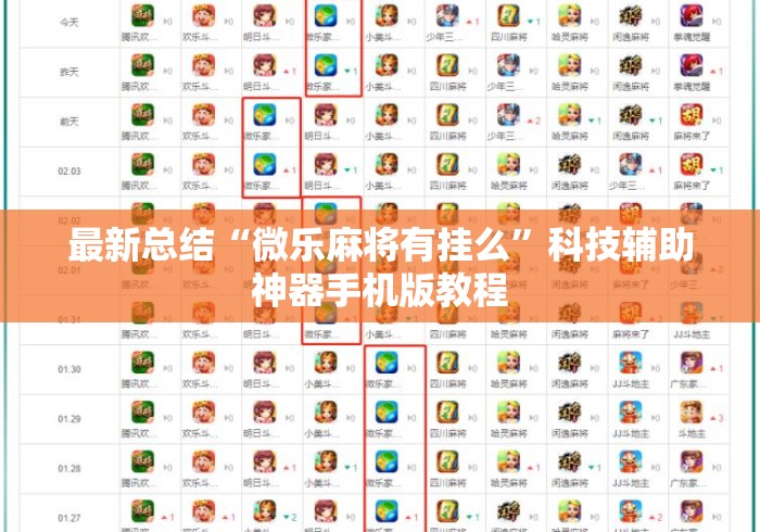 最新总结“微乐麻将有挂么”科技辅助神器手机版教程