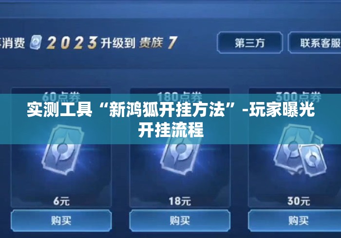 实测工具“新鸿狐开挂方法	”-玩家曝光开挂流程