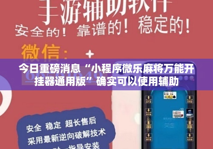 今日重磅消息“小程序微乐麻将万能开挂器通用版”确实可以使用辅助