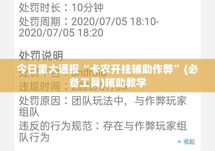 今日重大通报“卡农开挂辅助作弊”(必备工具)辅助教学