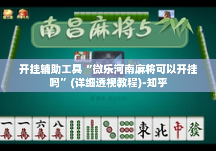 开挂辅助工具“微乐河南麻将可以开挂吗”(详细透视教程)-知乎