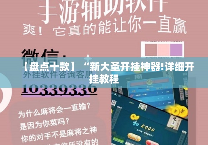 【盘点十款】“新大圣开挂神器!详细开挂教程 【盘点十款】“新大圣开挂神器!详细开挂教程