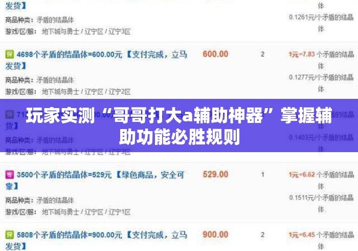 玩家实测“哥哥打大a辅助神器”掌握辅助功能必胜规则