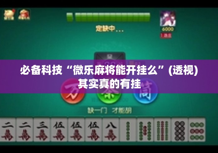 必备科技“微乐麻将能开挂么”(透视)其实真的有挂