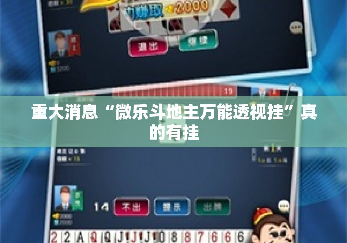 重大消息“微乐斗地主万能透视挂	”真的有挂