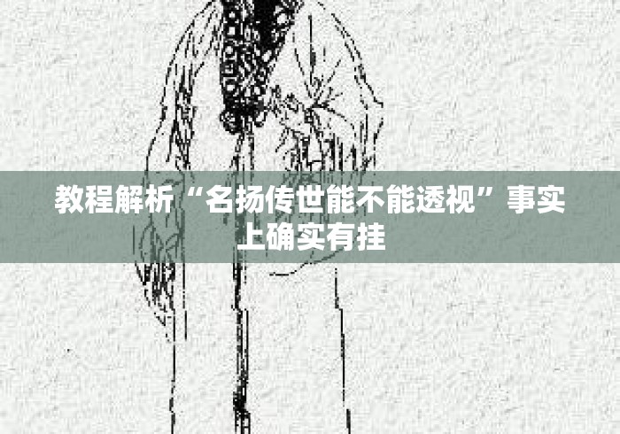教程解析“名扬传世能不能透视”事实上确实有挂