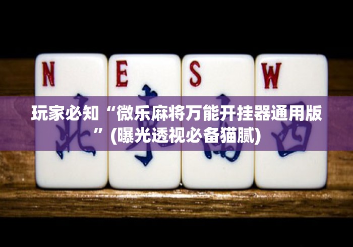玩家必知“微乐麻将万能开挂器通用版”(曝光透视必备猫腻)