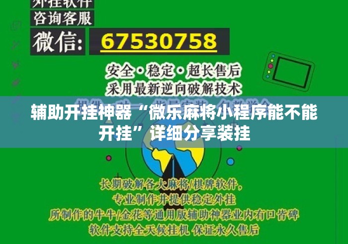 辅助开挂神器“微乐麻将小程序能不能开挂	”详细分享装挂
