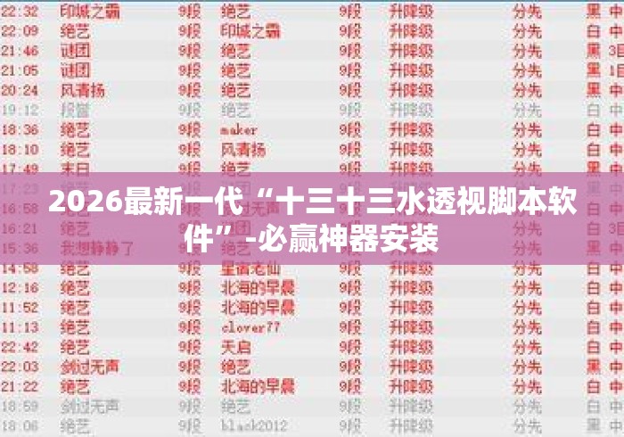 2026最新一代“十三十三水透视脚本软件”-必赢神器安装