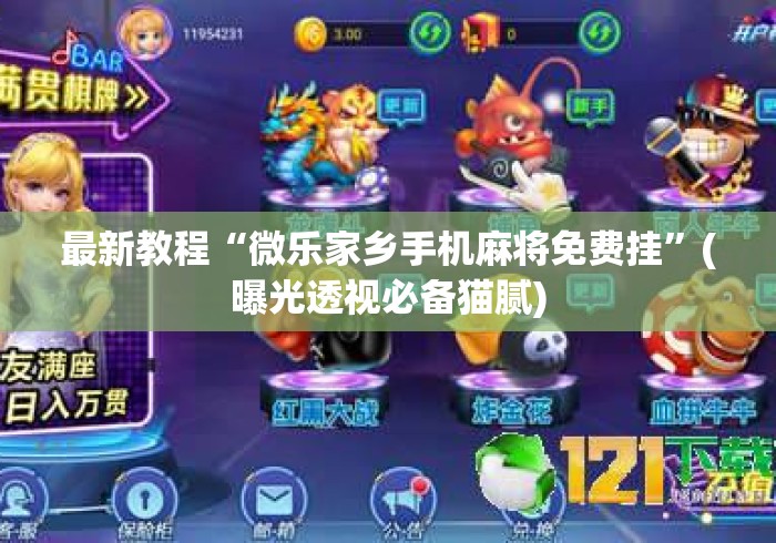 最新教程“微乐家乡手机麻将免费挂”(曝光透视必备猫腻)