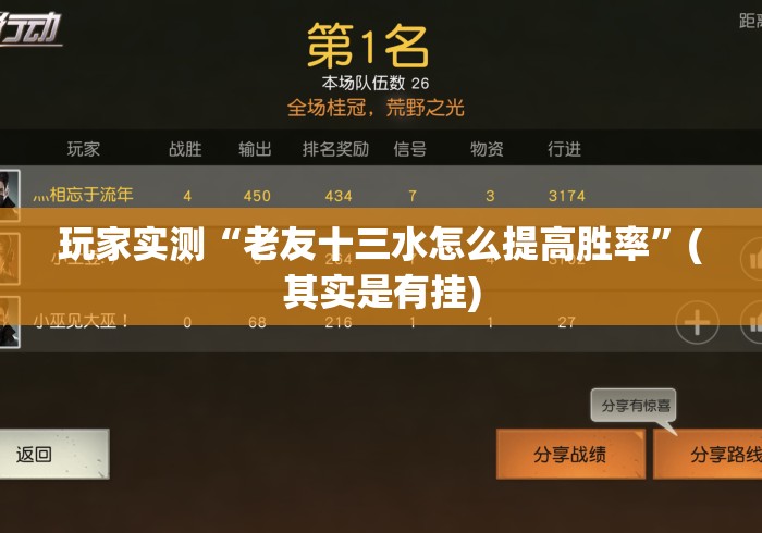 玩家实测“老友十三水怎么提高胜率”(其实是有挂)
