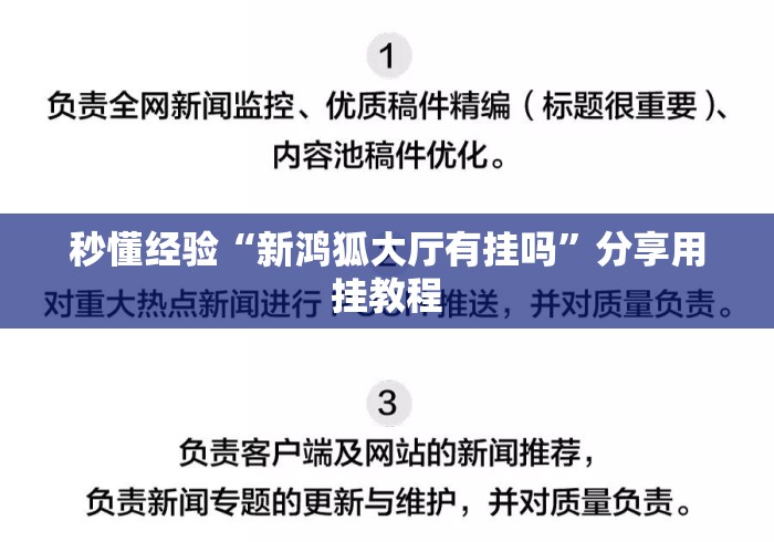 秒懂经验“新鸿狐大厅有挂吗	”分享用挂教程