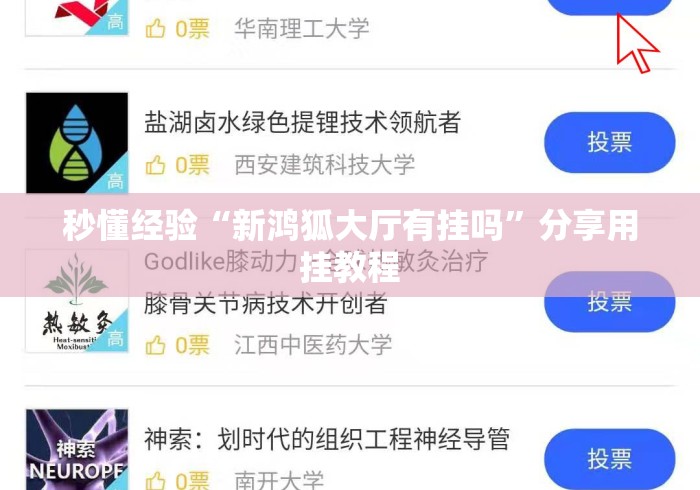 秒懂经验“新鸿狐大厅有挂吗”分享用挂教程