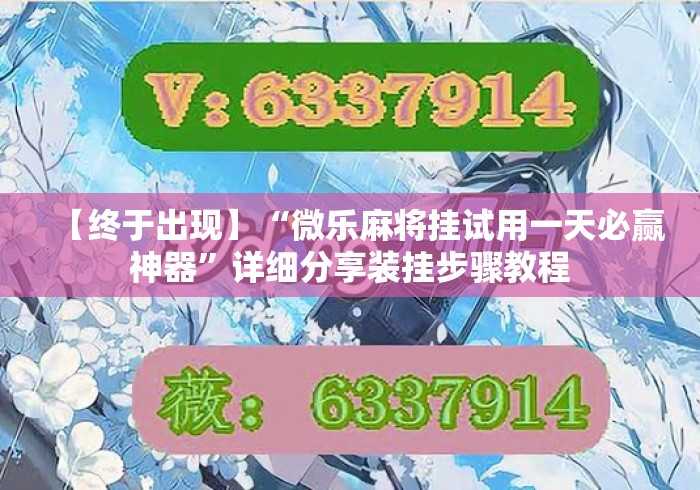 【终于出现】“微乐麻将挂试用一天必赢神器”详细分享装挂步骤教程