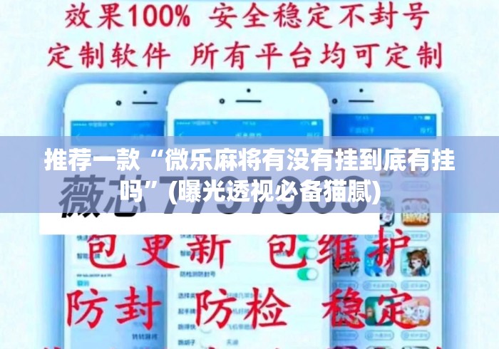 推荐一款“微乐麻将有没有挂到底有挂吗”(曝光透视必备猫腻)