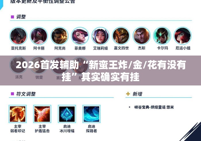 2026首发辅助“新蛮王炸/金/花有没有挂”其实确实有挂