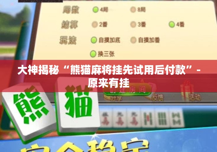 大神揭秘“熊猫麻将挂先试用后付款”-原来有挂