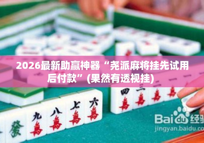 2026最新助赢神器“尧派麻将挂先试用后付款”(果然有透视挂) 