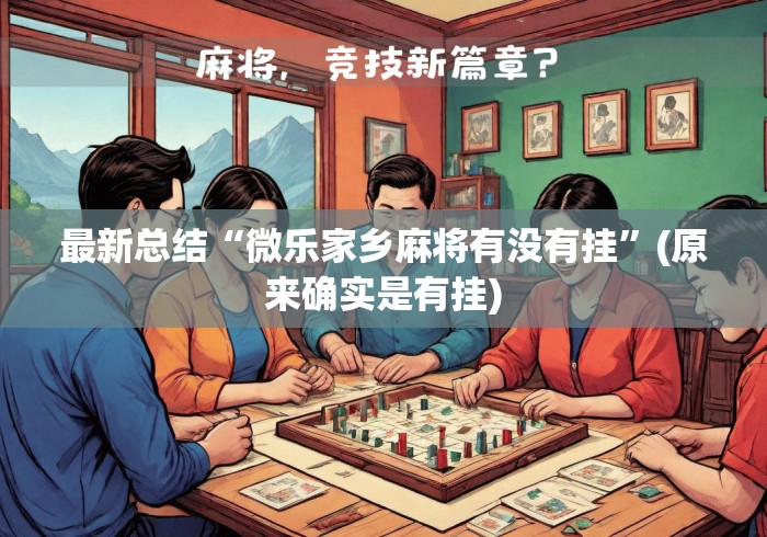 最新总结“微乐家乡麻将有没有挂	”(原来确实是有挂)