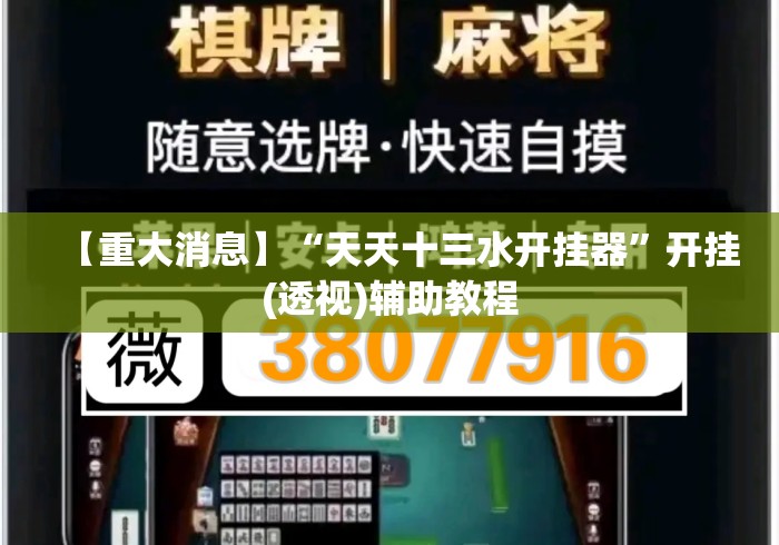 【重大消息】“天天十三水开挂器”开挂(透视)辅助教程