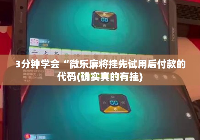 3分钟学会“微乐麻将挂先试用后付款的代码(确实真的有挂)