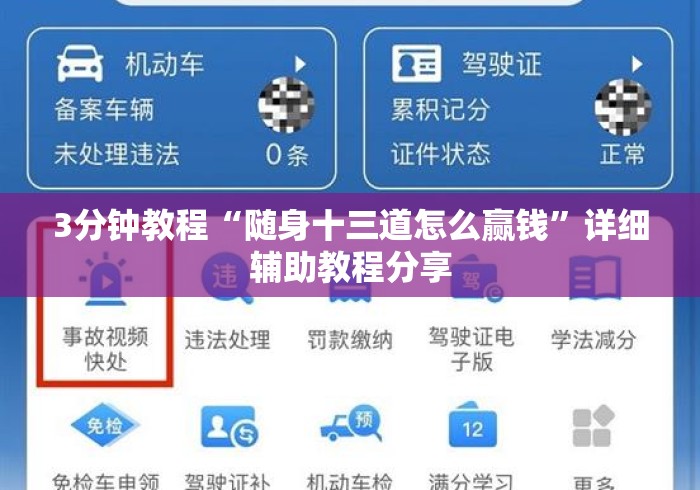 3分钟教程“随身十三道怎么赢钱”详细辅助教程分享