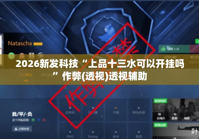 2026新发科技“上品十三水可以开挂吗”作弊(透视)透视辅助