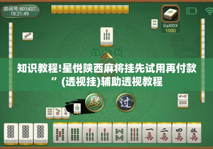 知识教程!星悦陕西麻将挂先试用再付款”(透视挂)辅助透视教程