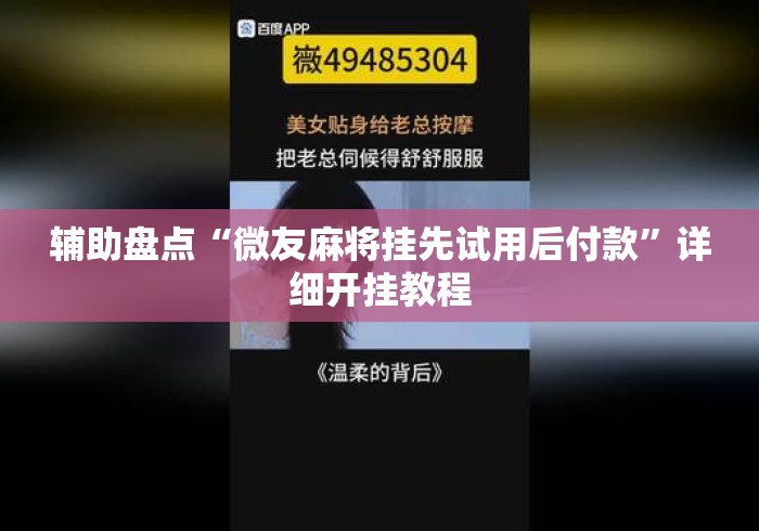 辅助盘点“微友麻将挂先试用后付款”详细开挂教程