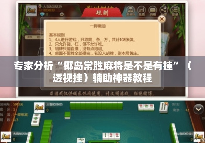 专家分析“椰岛常胜麻将是不是有挂”（透视挂）辅助神器教程