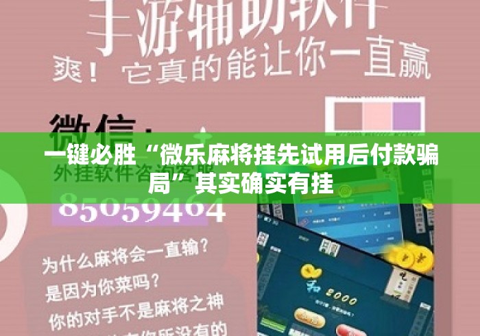 一键必胜“微乐麻将挂先试用后付款骗局”其实确实有挂