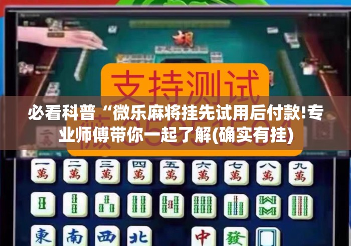 必看科普“微乐麻将挂先试用后付款!专业师傅带你一起了解(确实有挂) 必看科普“微乐麻将挂先试用后付款!专业师傅带你一起了解(确实有挂)