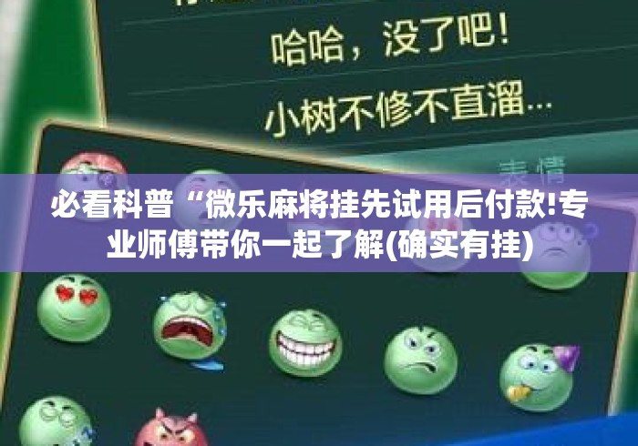 必看科普“微乐麻将挂先试用后付款!专业师傅带你一起了解(确实有挂) 必看科普“微乐麻将挂先试用后付款!专业师傅带你一起了解(确实有挂)