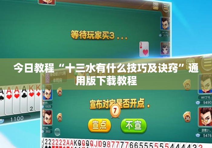 今日教程“十三水有什么技巧及诀窍	”通用版下载教程