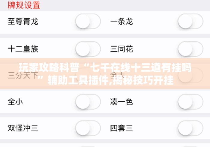 玩家攻略科普“七千在线十三道有挂吗”辅助工具插件,揭秘技巧开挂