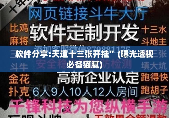 软件分享:天道十三张开挂	”(曝光透视必备猫腻)