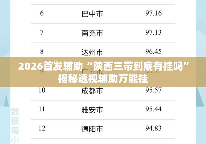 2026首发辅助“陕西三带到底有挂吗	”揭秘透视辅助万能挂