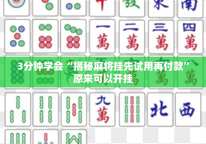 3分钟学会“揭秘麻将挂先试用再付款	”原来可以开挂