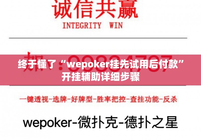终于懂了“wepoker挂先试用后付款”开挂辅助详细步骤