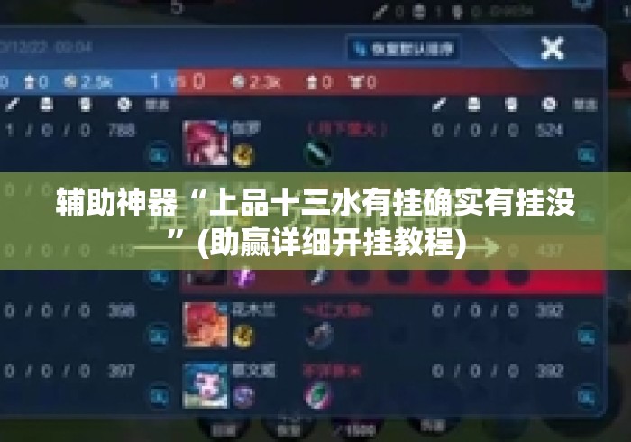 辅助神器“上品十三水有挂确实有挂没	”(助赢详细开挂教程)